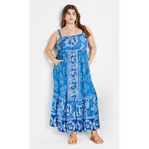 City Chic Eden Print Maxi Sundress (Plus) M/18W